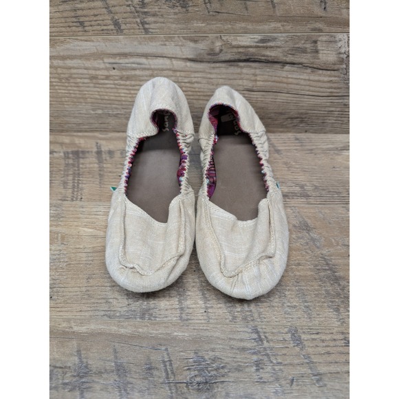 Sanuk Trippy Toes Ballet Flats Women's Size 9 Tan Fabric Foldable Travel Shoes - Picture 7 of 12